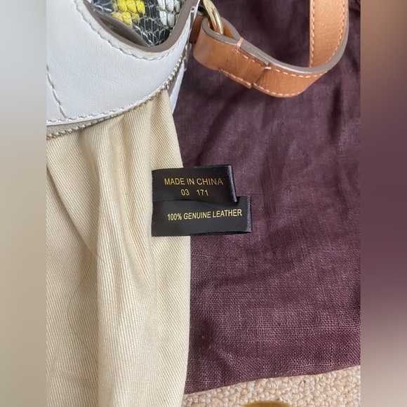 Etienne Aigner Leather Agnes Satchel Shoulder Bag White Tan Snake Black … - Picture 12 of 12